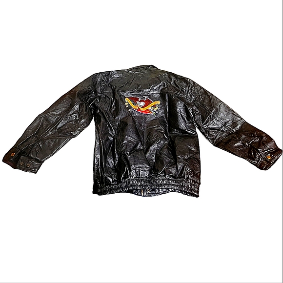 SUPER RARE Vintage Black Authentic Leather Bomber Jacket - Picture 5 of 5